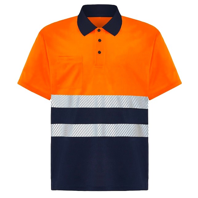 Orange and Navy Hi-vis Polo Shirt for Printing